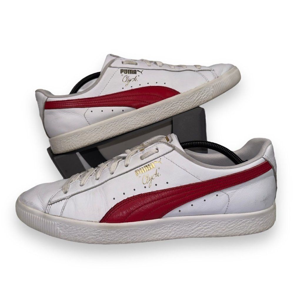 Puma Clyde Core Leather Foil 'White‎ Cherry' 364669 03 Men's 13